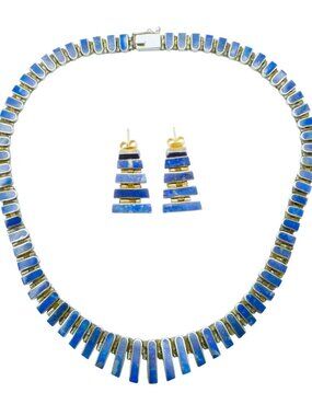 Smithsonian Institution Chilean Lapis Lazuli Necklace Earrings Set